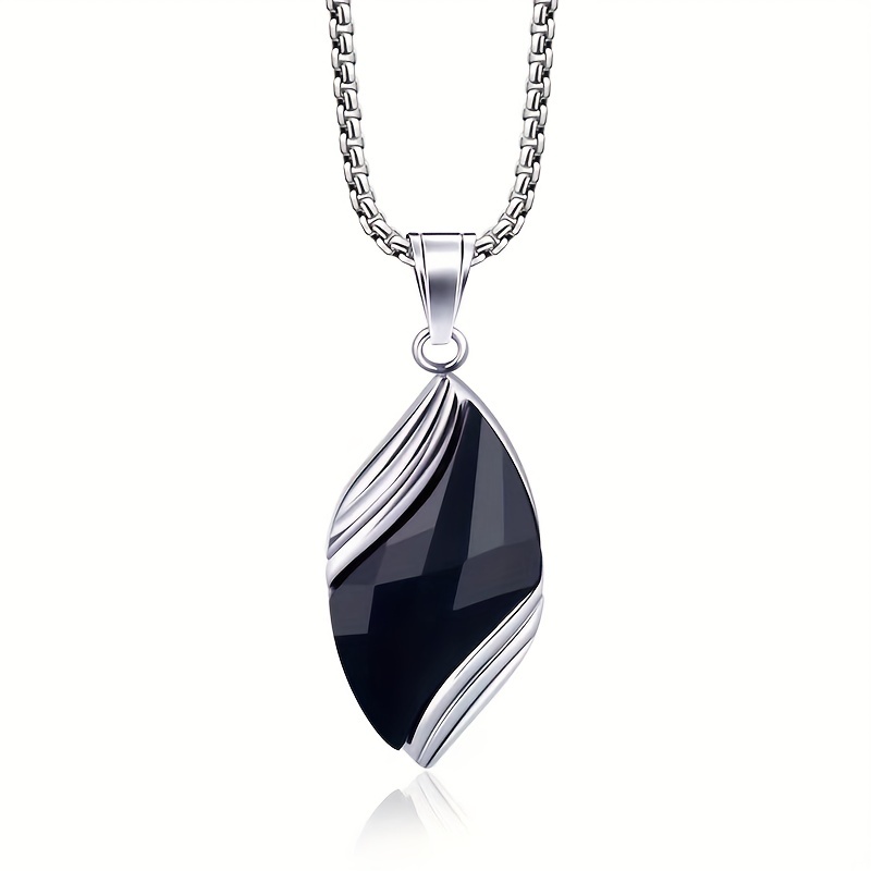 Sandstone Titanium Steel Men's Necklace Stainless Steel Pendant
